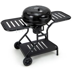Outdoor Barbecue Charcoal Grill with High-capacity Ash Catcher-Black