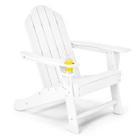 Ergonomic Outdoor Patio Sun Lounger with Built-in Cup Holder-White