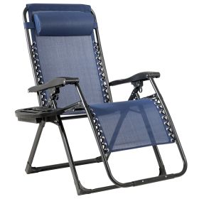 Zero Gravity Chair with Cup Holder and Breathable Fabric-Navy