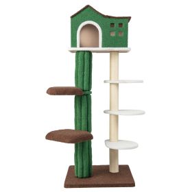 7-Tier Modern Cat Tree Tower with Sisal Scratching Posts-Green