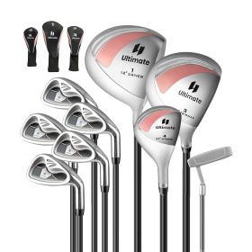 Ladies' 9 Pieces Complete Golf Club Set with 460cc Alloy Driver-Pink
