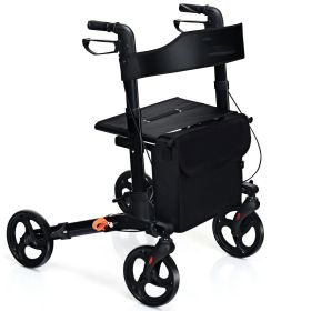 Foldable Rollator Mobility Aid with Bag-Black