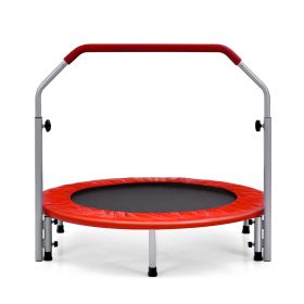 101cm Foldable Trampoline with 4-Level Adjustable Handle for Adults-Red