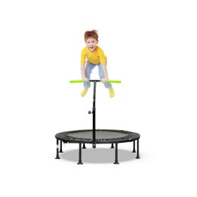 110 CM Mini Trampoline Bounce with Height Adjustable Handrail-Green