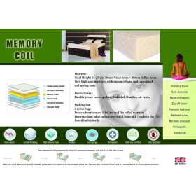 Merthyr High-Spec Memory Foam and Coil Spring Mattress - 3ft Single