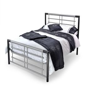 Atlanta Black & Silver Metal Bed Frame - 4ft Small Double