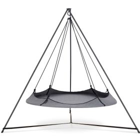 Hangout Pod Grey & Black Circular Hammock Bed with Stand