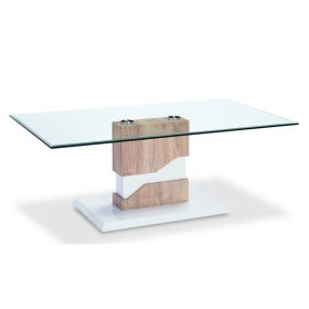 Monterey Rectangular Glass Coffee Table White High Gloss Base, Clear Glass Top - Modern Elegance
