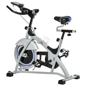 Indoor Cycling Exercise Bike Quiet Drive Fitness Stationary, 15KG Flywheel Cardio Workout Bicycle, Adjustable Seat& Resistance, w/LCD Monitor