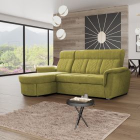 Douglas High Back L Shape Small Corner Sofabed with Storage Space - Mustard