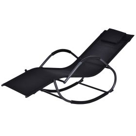 Patio Texteline Rocking Lounge Chair Zero Gravity Rocker Outdoor Patio Garden Recliner Seat w/ Padded Pillow - Black