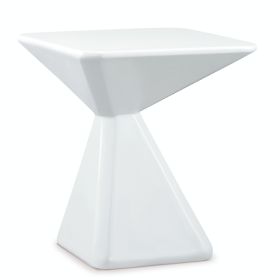 Skagway Contemporary White High Gloss Square Lamp Table - Modern Elegance