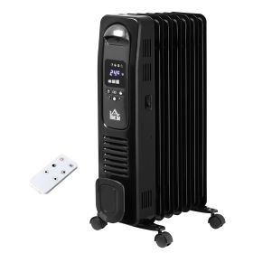 1630W Digital Oil Filled Radiator, 7 Fin, Portable Electric Heater with LED Display, Built-in Timer, 3 Heat Settings, Remote Control, Black