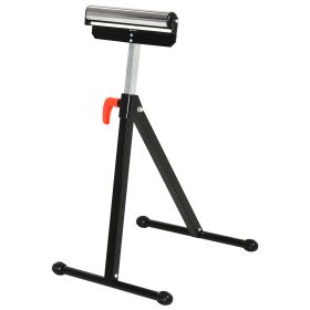 Folding Roller Stand, Material Support Pedestal with Ball Bearing Roller Height Adjustable Portable, Metal Construction, Black