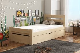 NILOFAR Solid Wooden Single Storage Bed Frame with Foam Mattress - Pine