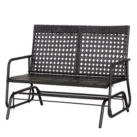 2 Seater Wicker Glider Bench Chair Rocking Chair Outdoor Patio Garden Armchair High Back