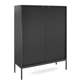 Galadriel Nyx Highboard Cabinet with 2 Doors - Black Matt