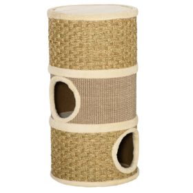 Cat Scratching Barrel Kitten Tree Tower Pet Furniture Climbing Frame Covered with Sisal and Seaweed Rope Cozy Platform Soft Plush