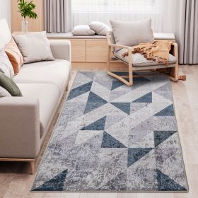 Modern Grey Rug, Geometric Area Rugs Large Carpet for Living Room, Bedroom, Dining Room, 80x150 cm