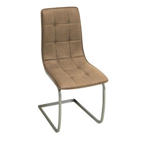 Modern Comfort Breckenridge Set of 2 Leather Effect Dining Chairs with Chrome Frame - Brown