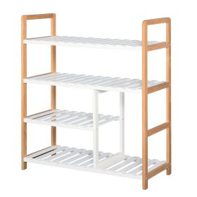 4 Tier Shoe Racks Storage Stand Shelf Organizer Wood Frame 78 x 68 x 26 cm Hallway Furniture