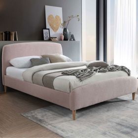 Baxter Double Fabric Bed in 135cm - Blush Pink