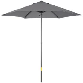 2m Patio Parasols Umbrellas, Outdoor Sun Shade with 6 Sturdy Ribs for Balcony, Bench, Garden, Dark Grey