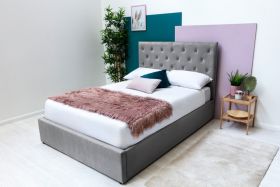 Parwich Grey Velvet Upholstered Ottoman Storage Bed Frame in 2 Sizes - 2 Colours