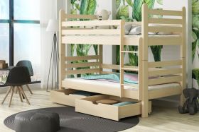 PATT Wooden Bunk Bed with 2 Drawers Storage and Foam Mattress - Pine