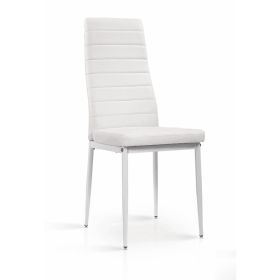 Telluride Elegance Collection Set of 6 Leather Effect Dining Chairs in White PU with White Legs