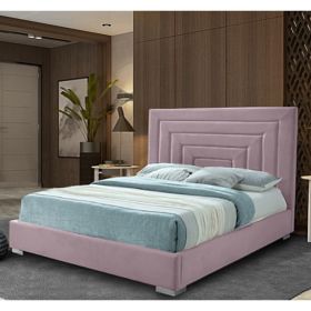 Lisso Plush Velvet Bed - Pink in 5 Sizes