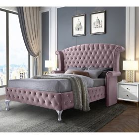 President Plush Velvet Bed - Pink in 5 Sizes