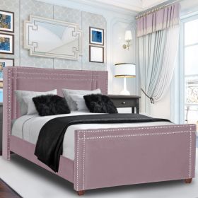 Cubica Plush Velvet Bed - Pink in 5 Size