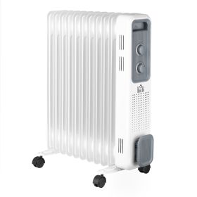 2720W Oil Filled Radiator, Portable Electric Heater w/ 3 Heat Settings, Adjustable Thermostat, Safe Power-Off, 11 Fins