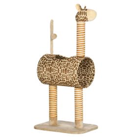 Cat Tree for Indoor Cats Cute Giraffe Kitten Play Tower with Scratching Posts Tunnel Ball Toy, 48.5 x 34.5 x 101 cm