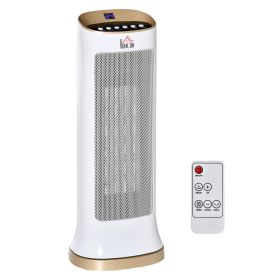 Ceramic Tower Heater 45° Oscillating Space Heater w/ Remote Control 8hr Timer Tip-Over Overheat Protection 1000W/2000W-White