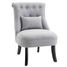 Fabric Single Sofa Dining Chair Tub Chair Upholstered W/ Pillow Solid Wood Leg Home Living Room Furniture Grey