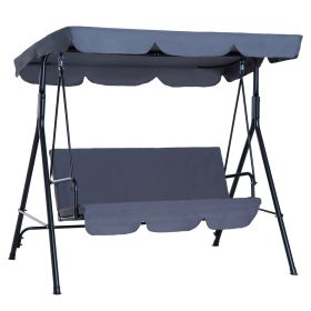 3 Seater Canopy Swing Chair Garden Rocking Bench Heavy Duty Patio Metal Seat w/ Top Roof - Black