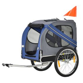 Dog Bike Trailer Pet Bicycle Trailer Foldable Dog Cat Bike Carrier with Suspension- Blue