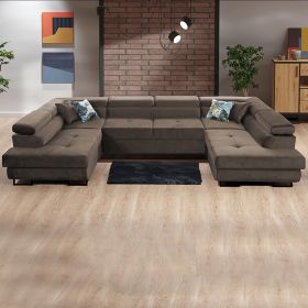 Cardiff Precise Design U Shape Corner Sofabed with Storage Space - Brown