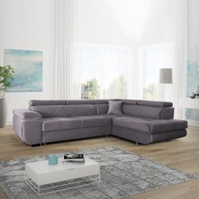 Modern Design Worcester Upholstery Fabrics Corner Sofa with Lift Up Storage - Steel