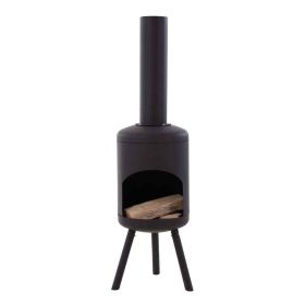 Black Powder-Coated Steel Outdoor Fuego Small Fireplace