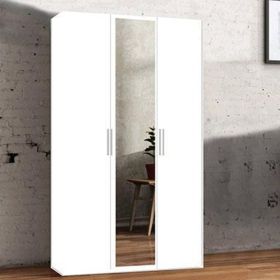 Fizzier White 3 Door Mirror Wardrobe - 120cm