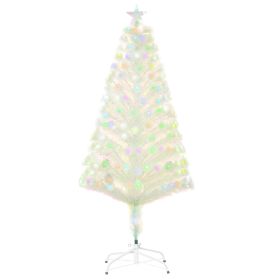 5 Feet Prelit Artificial Christmas Tree with Fiber Optic LED Light, Holiday Home Xmas Decoration, White