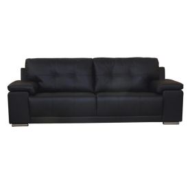 Richmond Luxe Comfort Classic Bonded Leather and PU 3-Seater Sofa in Black