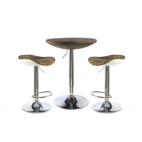 Suffolk Circular Bar Table - Chrome Elegance with Brown Textilen