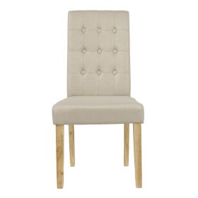 Roma Buttoned Linen Fabric Dining Chair - Beige