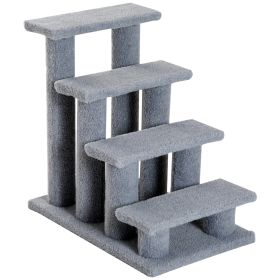 Pet Stairs 4 Steps for Sofa Tall Bed Dog Cat Little Older Animal Climb Ladder Portable Pet Access Assistance 63.5x43x60cm Grey
