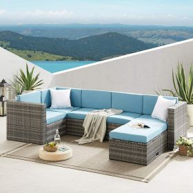 Stylish Rattan Garden Corner Sofa Set with Table - 2 Colour Cushions