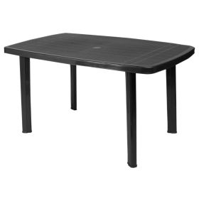 6 Seater Rectangle Plastic Garden Table - Black